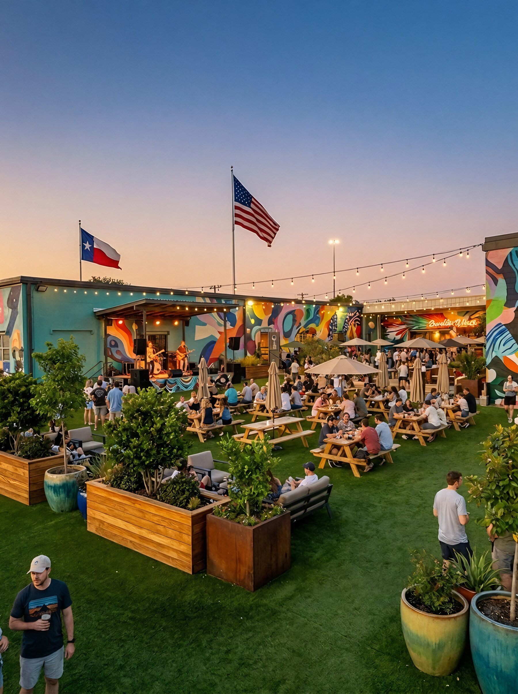 An evening on a district patio