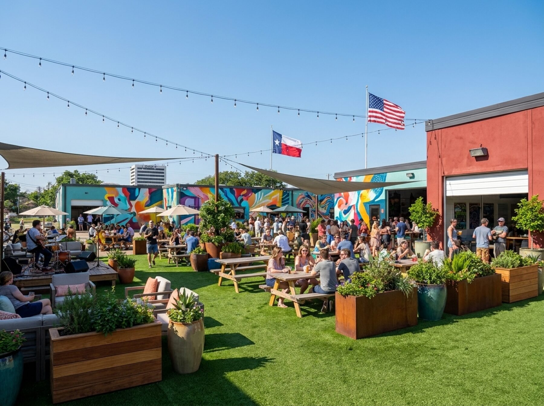 Open lawn at the heart of the district